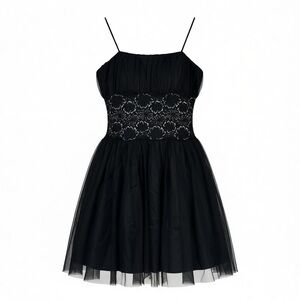 Y2k vintage Tuelle lace waist fit and flare mini dress gothic